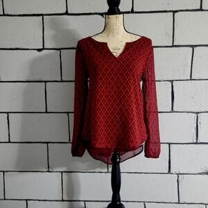 BUNDLE SALE!  LUCKY BRAND Burgundy Patterned Long Sleeve Blouse Sz S